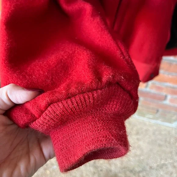 Vintage English Squire Red Wool Bomber Jacket Size 40 - Picture 5 of 8